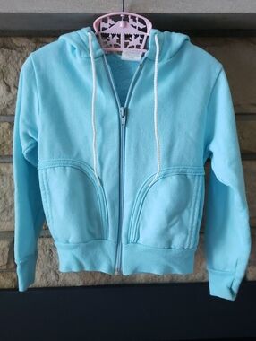 Kids Zip-Up Hooded Sweatshirt in Light Turquoise